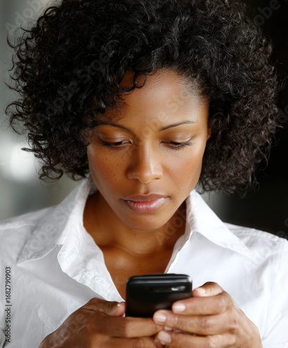 woman texting isolated