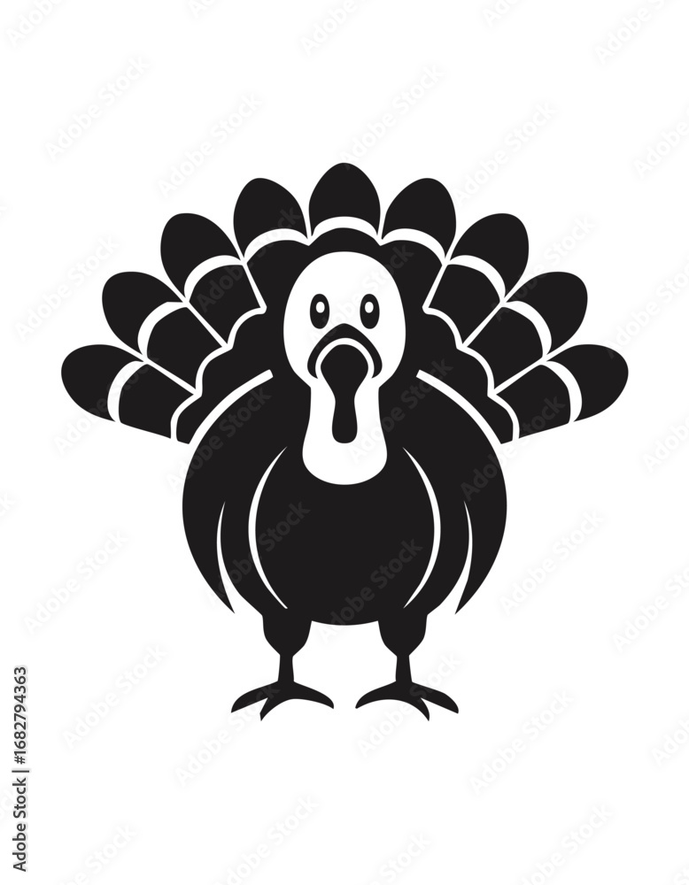 Fototapeta premium Turkey Bird Aves Animal Vector Logo in Black and White, Minimalist and Simple Design, Perfect for Wildlife Branding, Nature Illustration, and Unique Animal Identity 