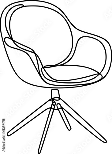 Modern swivel chair abstract line art vector