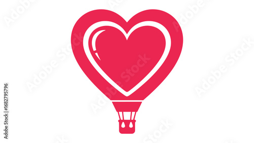 Love's Ascent: A whimsical hot air balloon, shaped as a heart, ascends gracefully, carrying the message of love and affection through the skies.