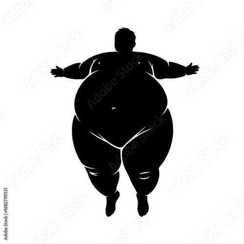 Vector illustration of silhouette of an obese man with arms outstretched