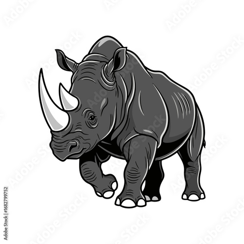 rhino on white background