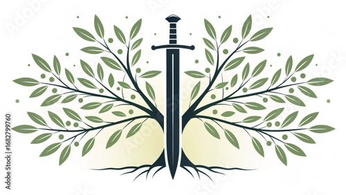 Sword and Olive Branches Emblem symbol peace