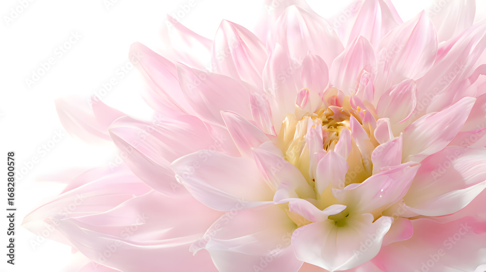 Obraz premium A vibrant light pink dahlia in full bloom, showcasing natural beauty with soft backlighting.