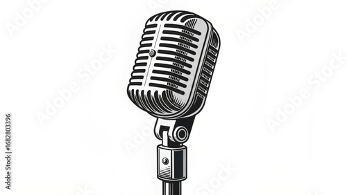 Vintage Microphone on White Background retro audio