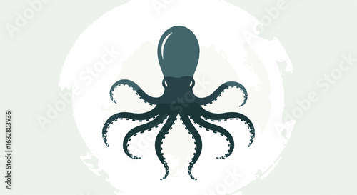 Elegant octopus illustration on textured background evokes underwater world curiosity minimal look