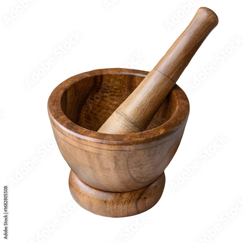 Cuadro en lienzo Wooden Mortar and Pestle: Rustic Kitchenware for Herbs & Spices