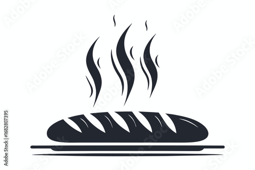 of Freshly Baked Bread with Steam on a White Background