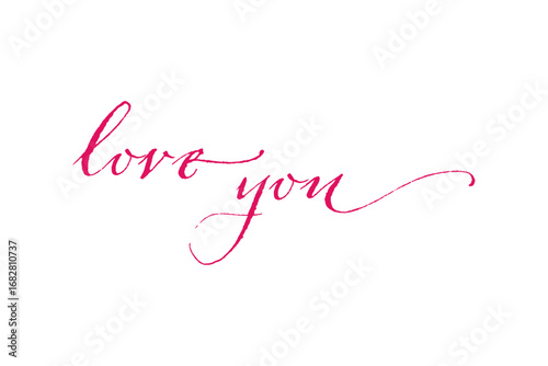 love You - love You（愛しています）の文字の、筆記体で書いたおしゃれなロゴタイプ、カリグラフィー
