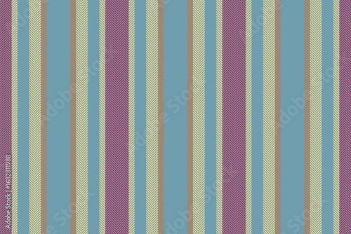 Ohort stripe vertical texture, fit lines vector textile. Oeutral pattern fabric seamless background in cyan and amber colors.
