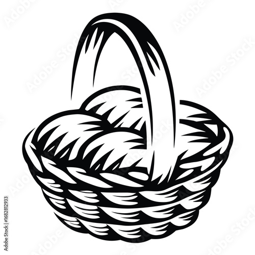 of an Empty Weaved Basket Design on White Background