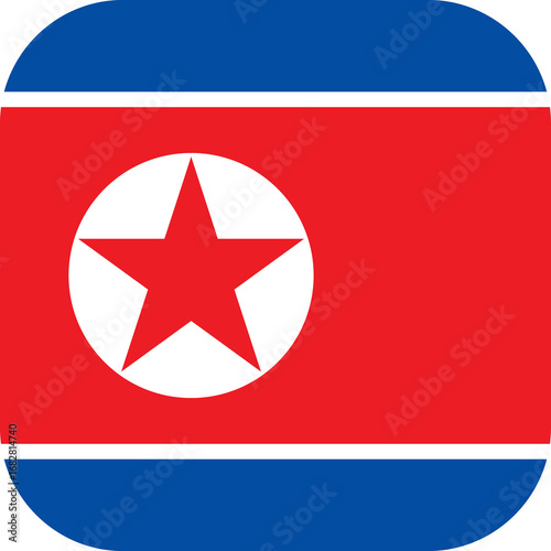 North Korea Flag Rounded Sq...