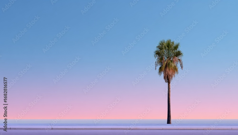 Fototapeta premium Pastel palm tree at sunrise