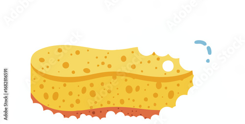 Absorbent yellow sponge with frothy bubbles