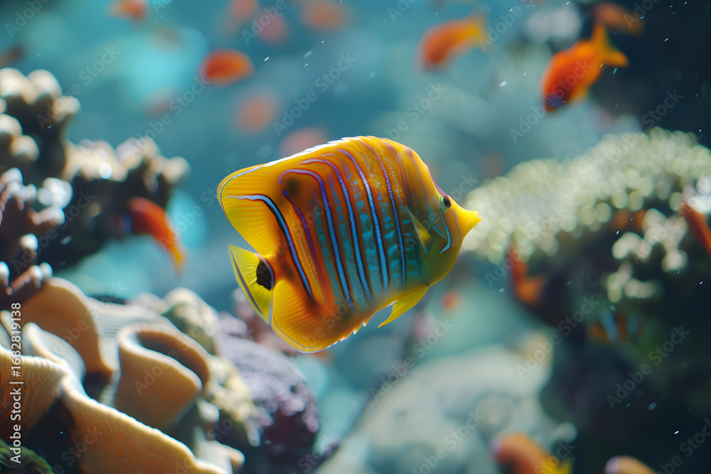 Obraz premium Colorful Tropical Fish in Vibrant Coral Reef: Underwater Photography of Marine Life and Ecosystems