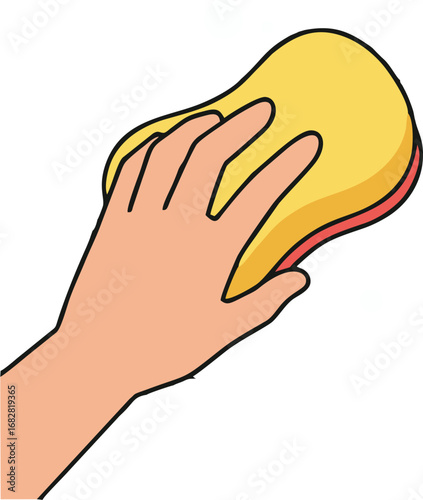 Hand cleaning with a yellow sponge