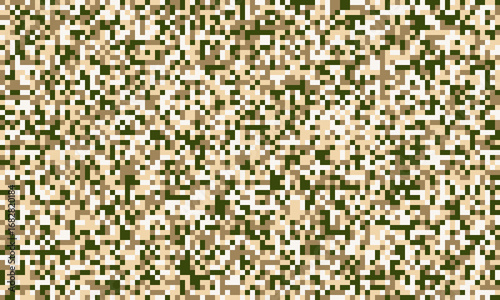 Abstract pixelated camouflage pattern in muted earth tones.  Perfect for backgrounds, textiles, or digital designs needing a subtle yet textured feel.