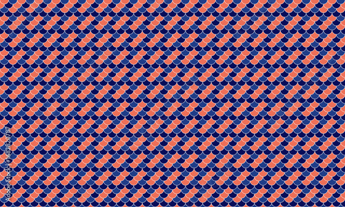 Seamless geometric pattern in coral and navy blue.  Stylish, repeating design ideal for textile prints, website backgrounds, or decorative projects.  Evokes a sense of order and sophistication.