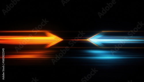 Abstract motion graphic of two opposing arrows
