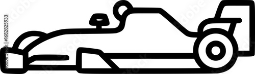 Formula race car icon set in vector line style, isolated on white background, ideal for motorsport branding, infographics, and digital design.