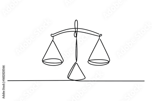 Continuous Line Drawing of a Scales of Justice | Vector Illustration for Law and Balance.