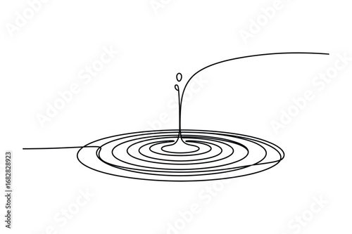 One Line Drawing of a Water Droplet | Vector Art of a Drop and a Splash.