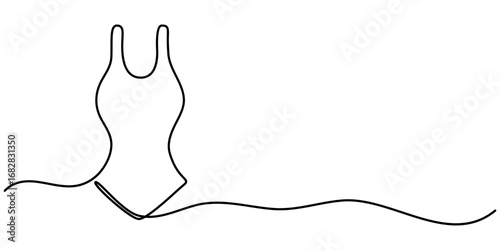 Cute swimsuit icon continuous one line drawing, Swimsuit Summer icon Thin Line Style, One line Cute swimsuit  icon vector background, Bikini Bottom Single Line Drawing with Editable Stroke. 