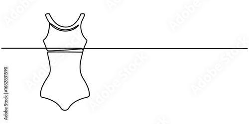 Cute swimsuit icon continuous one line drawing, Swimsuit Summer icon Thin Line Style, One line Cute swimsuit  icon vector background, Bikini Bottom Single Line Drawing with Editable Stroke. 