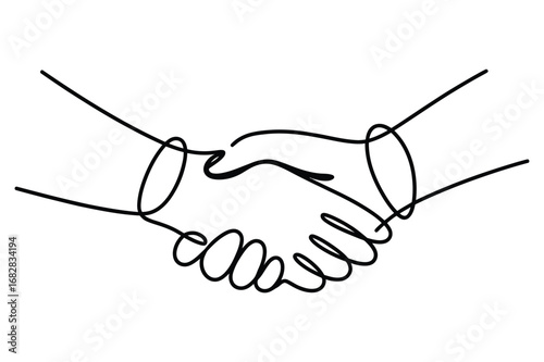 One Line Drawing of Handshake | Minimalist Agreement Vector Illustration