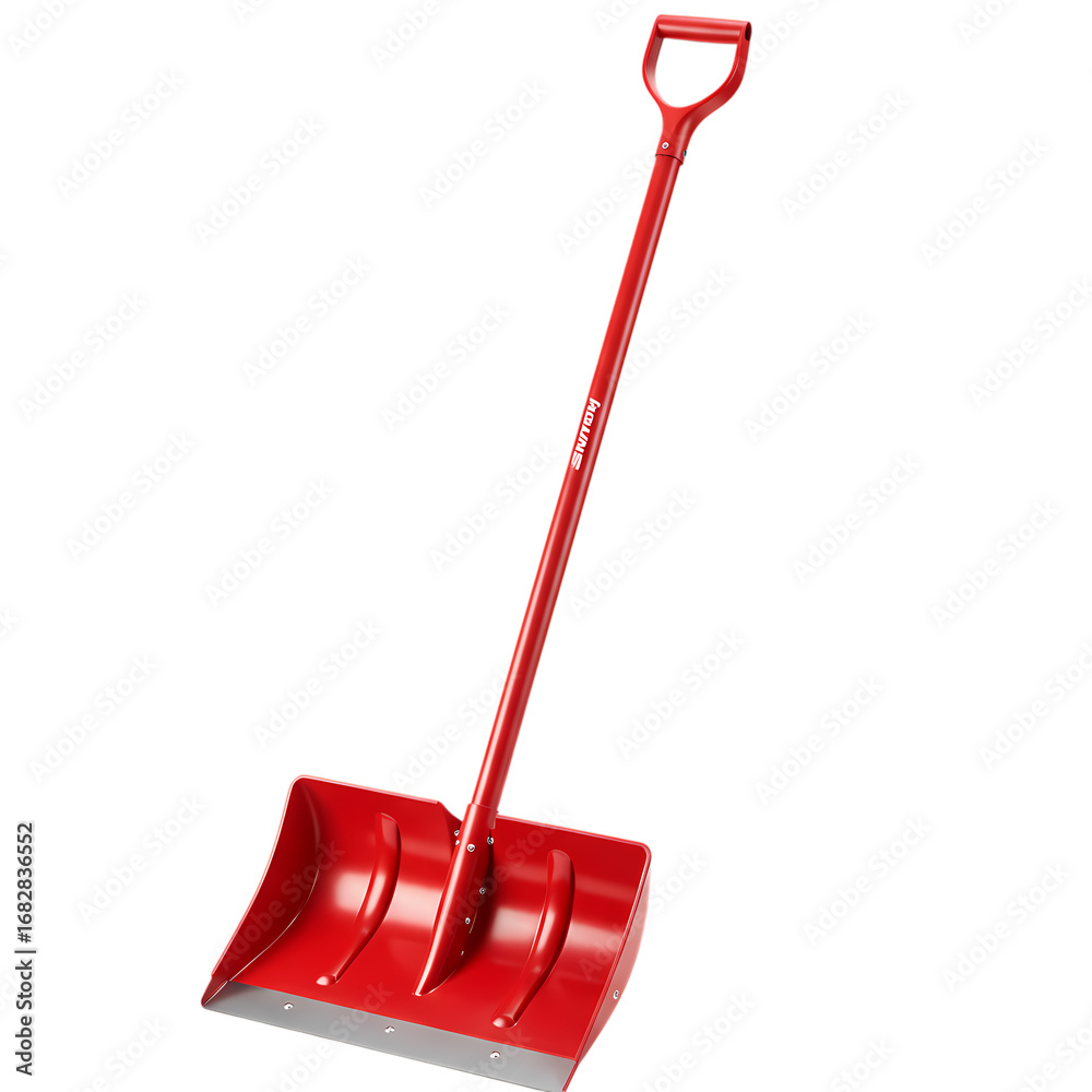 Fototapeta premium Red Snow Shovel: Winter Cleaning Tool for Snow Removal