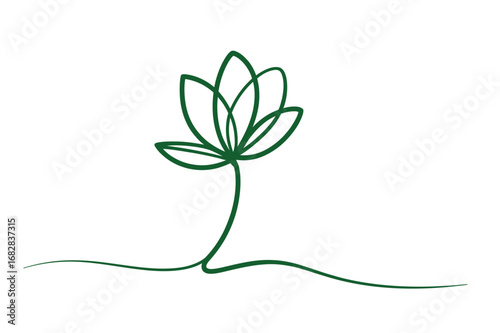 Continuous Line Lotus Illustration | Editable Stroke Yoga and Meditation Icon