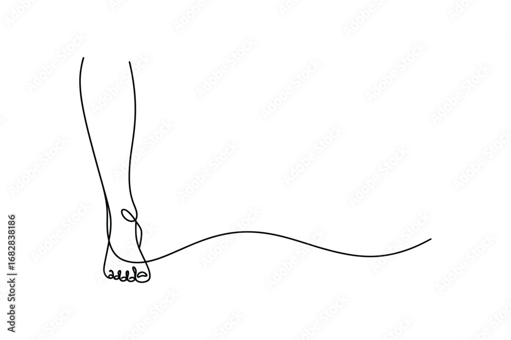 Fototapeta premium One Line Drawing of Footprint | Minimalist Editable Stroke Vector