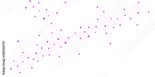 Abstract polygonal, connecting dots and lines on white background. Futuristic communication, network, science and technology