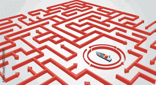 Shipping Container Vessel in a Maze