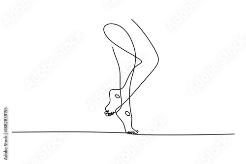 One Line Drawing of Ballet Legs in Motion | Editable Stroke Dance Vector