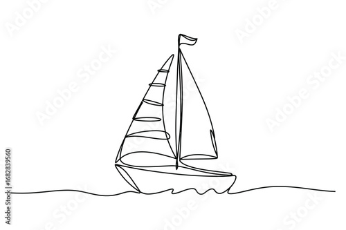 Minimalist Sailing Boat Line Art | One Line Water Travel Illustration