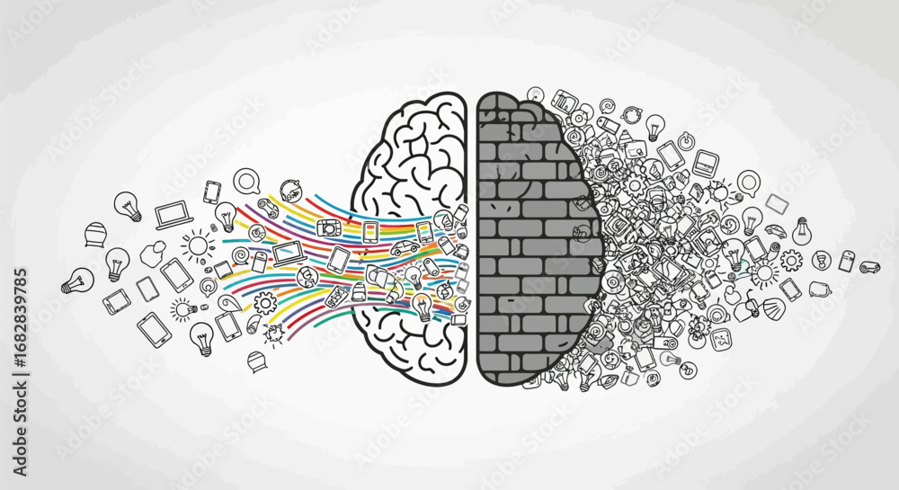 Creative and Logical Brain Halves Illustration