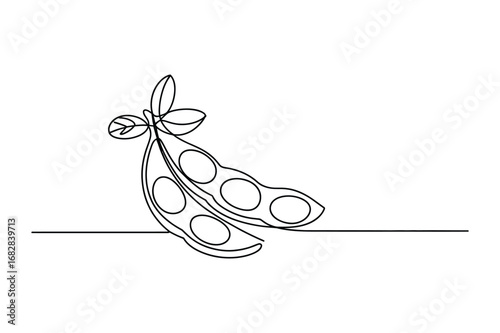 One Line Drawing of Edamame Beans | Editable Stroke Vegetable Vector