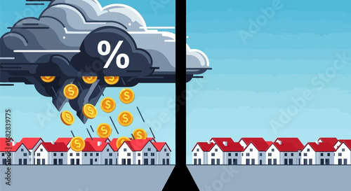 Mortgage Rate Cloud with Money, and House.