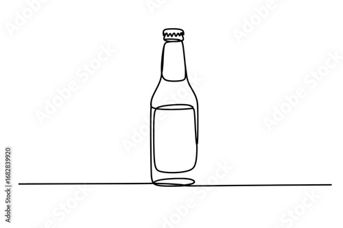 One Line Drawing of Beverage Bottle | Editable Stroke Minimal Vector