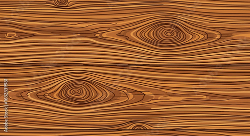 Stylized wood grain texture background with natural knots and organic lines. A detailed illustration of a wooden plank surface for design
