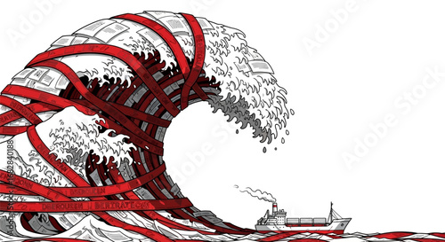 Information Overload Wave with Cargo Ship