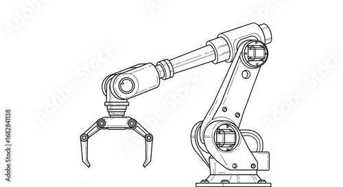 Robot Arm Illustration A Detailed Technical Drawing for Automation and Robotic Engineering