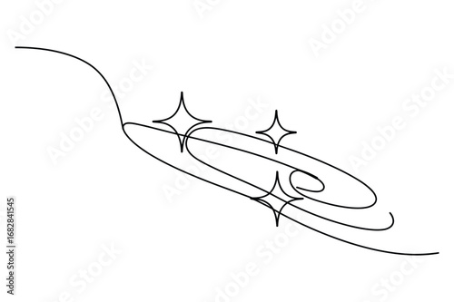 One Line Drawing of Sanitary Pad with Cleanliness Sparkles | Editable Vector