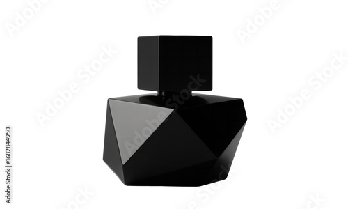 Modern Black Perfume Bottle with Faceted Design