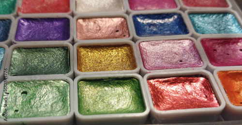Shimmering Watercolor Palette Macro