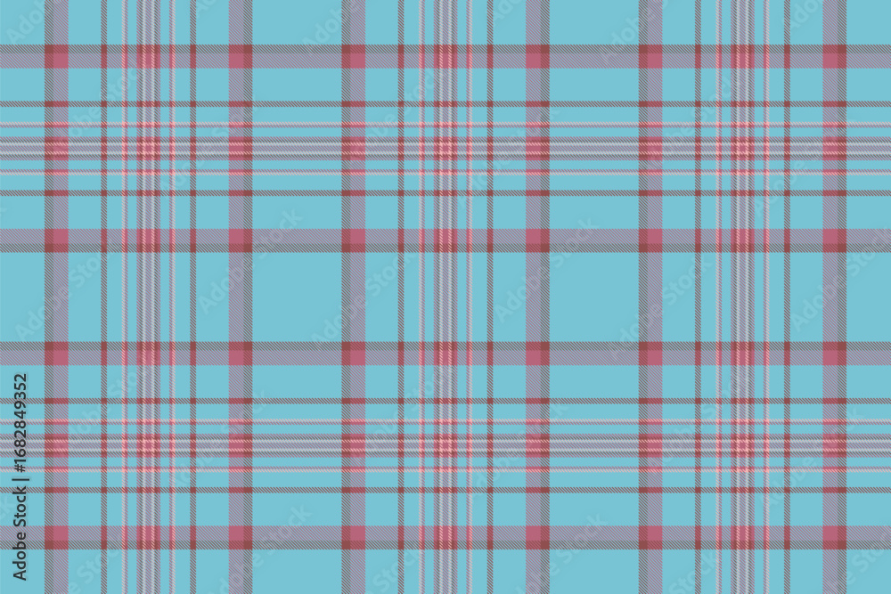Fototapeta premium Cutout textile check plaid, card background pattern vector. Scenery seamless texture tartan fabric in red and cyan colors.