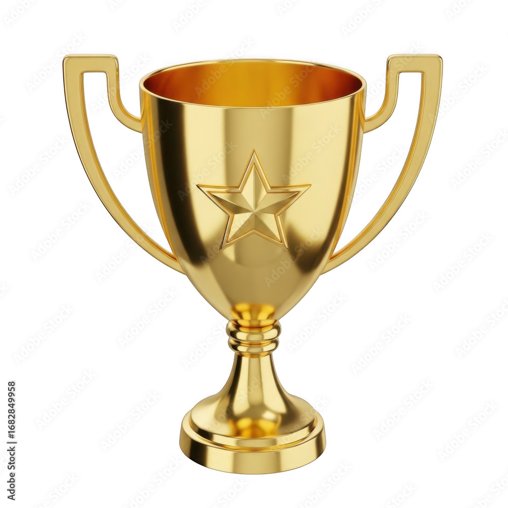 Fototapeta premium Golden trophy isolated on transparent background