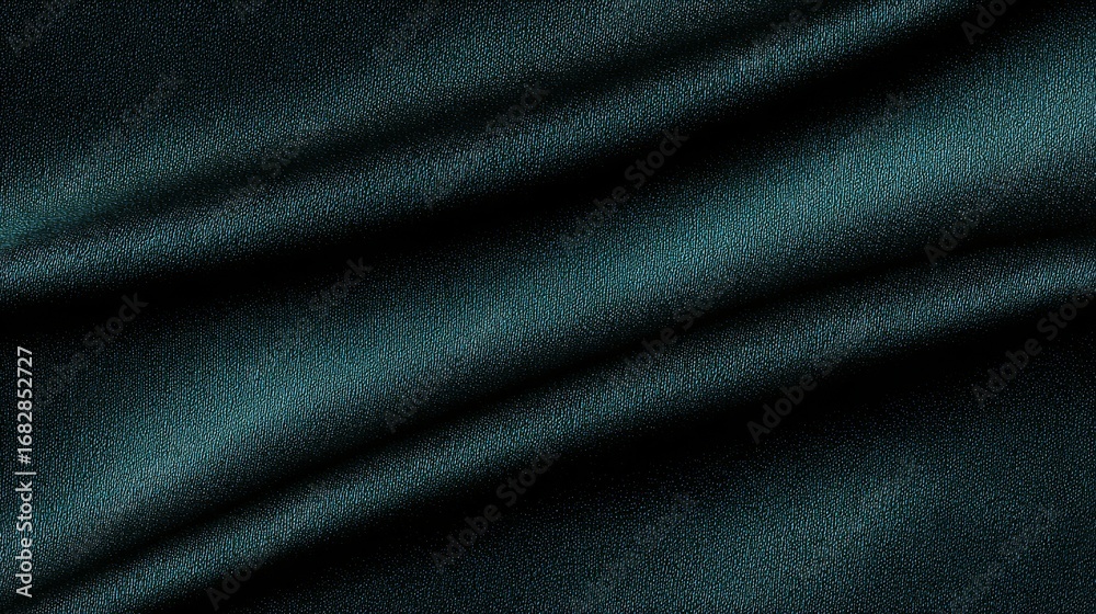 Fototapeta premium Dark emerald velvet folds with rich texture and soft glowing shadows, elegant luxurious background for jewelry presentation and packaging design