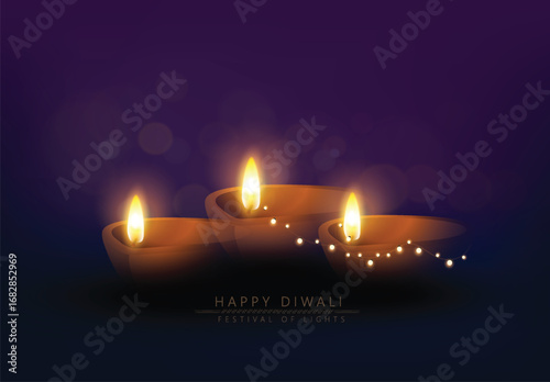 Diwali Celebration Poster with Oil Lamps and oil lamps representing traditional Diwali celebrations on a vibrant gradient background